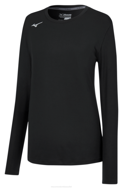 Mizuno camiseta de ataque de manga larga mujer vestir negro (9090) 668F2274