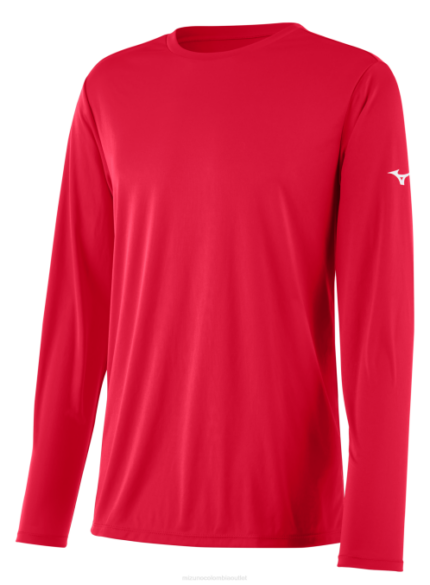 Mizuno camiseta de manga larga hombres vestir rojo (1010) 668F1427