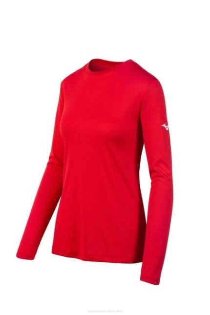 Mizuno camiseta de manga larga mujer vestir rojo (1010) 668F2102