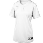 Mizuno camiseta de softball aerolite de 2 botones unisexo vestir blanco (0000) 668F1949