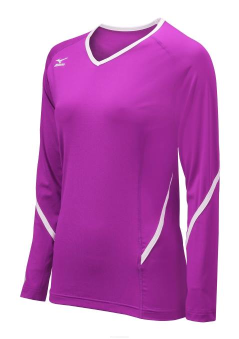 Mizuno camiseta de voleibol de manga larga de generación techno unisexo vestir violeta eléctrico-blanco(8c00) 668F2362 - Image 1