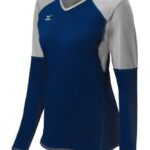 Mizuno camiseta de voleibol de manga larga techno vi unisexo vestir marino-plata(5173) 668F2369