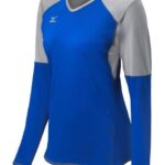 Mizuno camiseta de voleibol de manga larga techno vi unisexo vestir royal-silver(5273) 668F2370