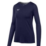 Mizuno camiseta de voleibol de manga larga unida mujer vestir azul marino (5151) 668F2339