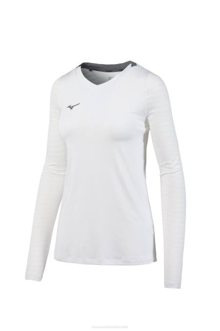 Mizuno camiseta de voleibol de manga larga unida mujer vestir blanco (0000) 668F2336 - Image 1