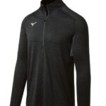 Mizuno cremallera alfa 1/2 hombres vestir negro (9090) 668F1325