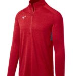 Mizuno cremallera alfa 1/2 hombres vestir rojo (1010) 668F1326