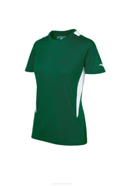 Mizuno jersey de cuello redondo de softbol chica vestir bosque-blanco(4100) 668F2019