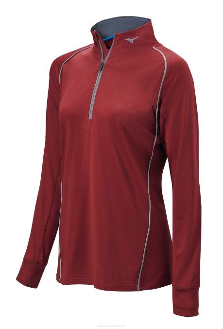 Mizuno jersey de manga larga con media cremallera comp mujer vestir granate (3u3u) 668F2506 - Image 1