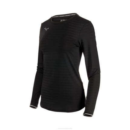 Mizuno manga larga ecológica atlética mujer vestir negro (9090) 668F2136