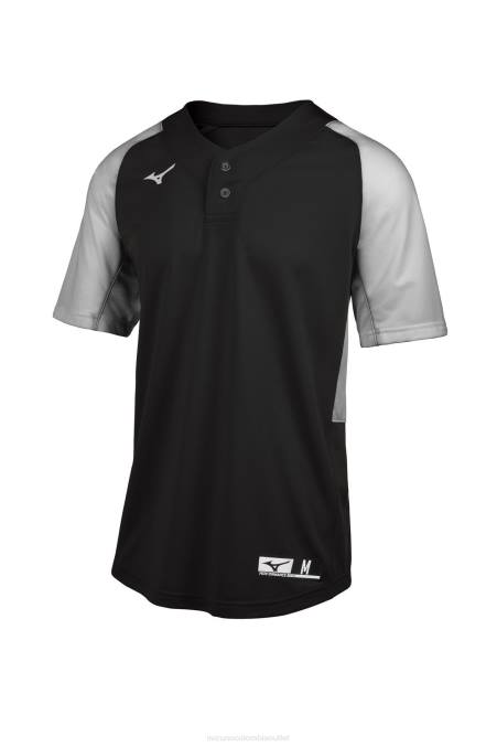 Mizuno playera de beisbol aerolite con 2 botones juventud vestir negro-gris(9091) 668F1270 - Image 1