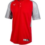Mizuno playera de beisbol aerolite con 2 botones juventud vestir rojo-gris(1091) 668F1269