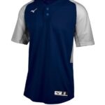 Mizuno playera de beisbol aerolite con 2 botones unisexo vestir gris marino(5191) 668F1245