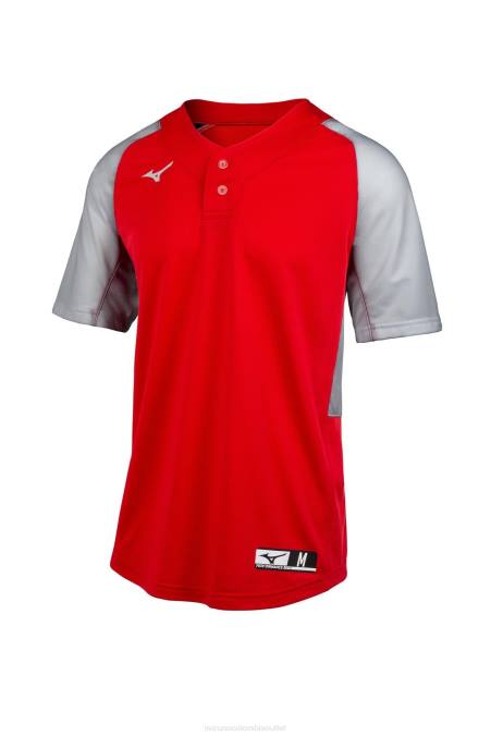 Mizuno playera de beisbol aerolite con 2 botones unisexo vestir rojo-gris(1091) 668F1243 - Image 1