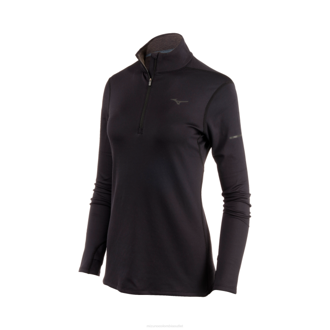 Mizuno respiración térmica media cremallera para correr mujer vestir negro (9090) 668F288 - Image 1