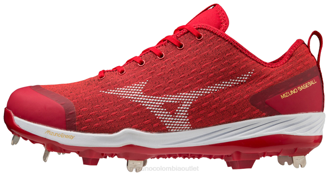 Mizuno Taco de béisbol de metal bajo Dominante 4 hombres zapatos rojo-blanco (1000) 668F1602 - Image 1